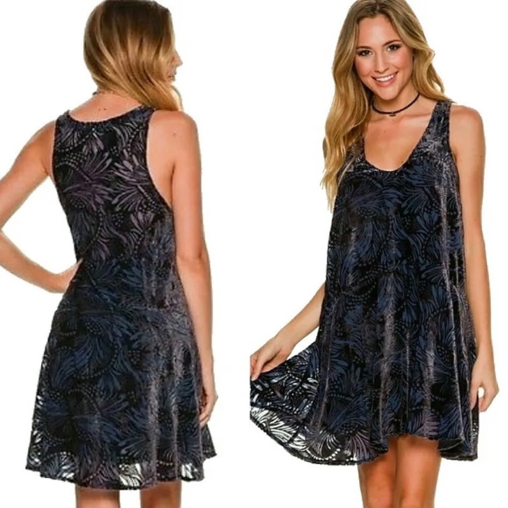 FREE PEOPLE Y2K DEEPLY VELVET BURNOUT STUDDED BABYDOLL WHIMSIGOTH MINI DRESS SzM